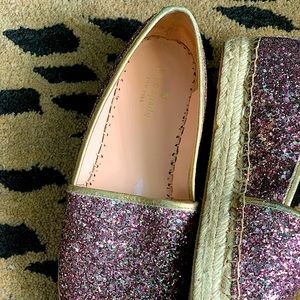 Kate Spade rose gold glitter espadrilles.